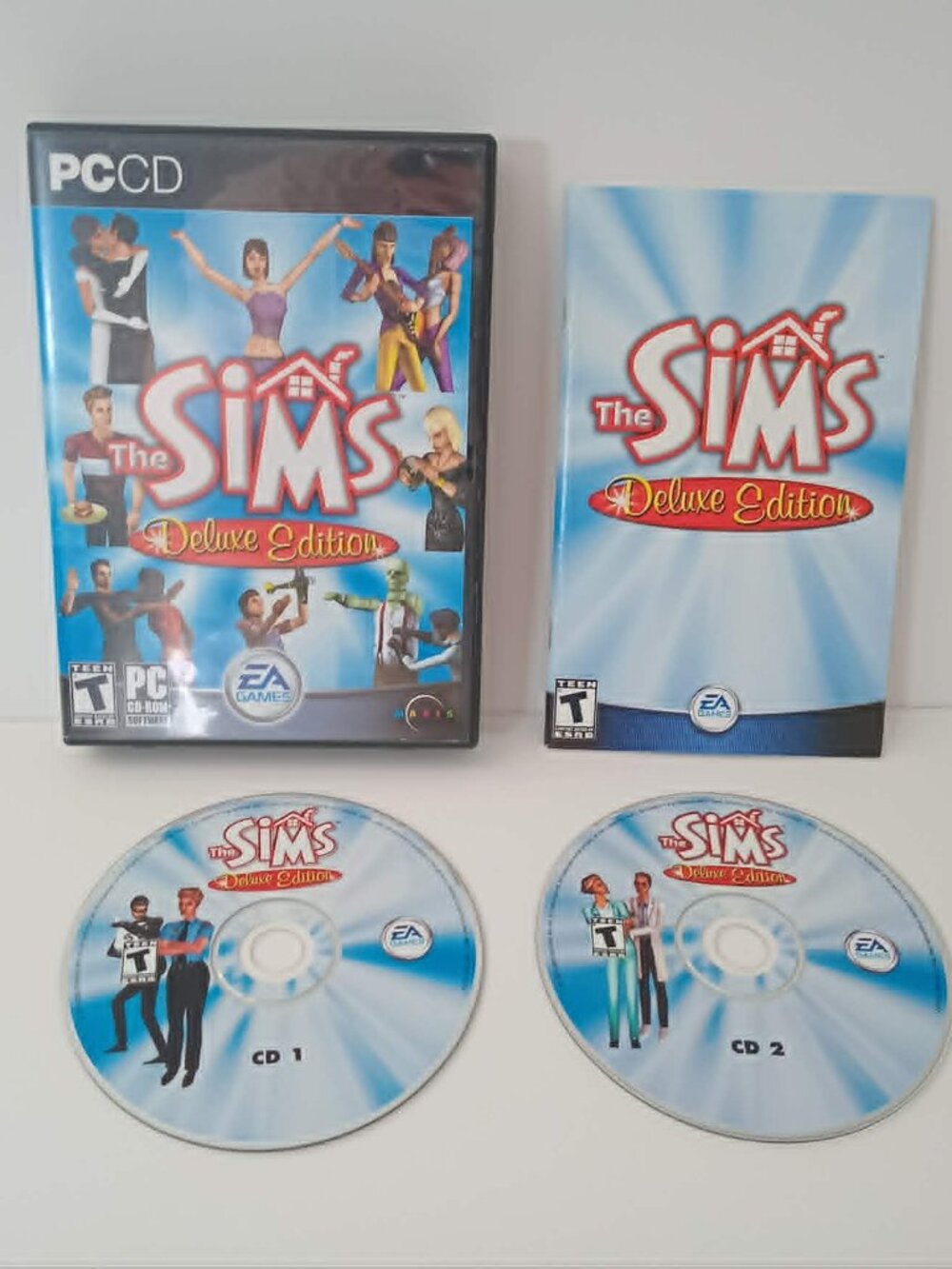 The Sims Deluxe Edition PC CD-ROM 2002 Complete 2 Disc + Manual